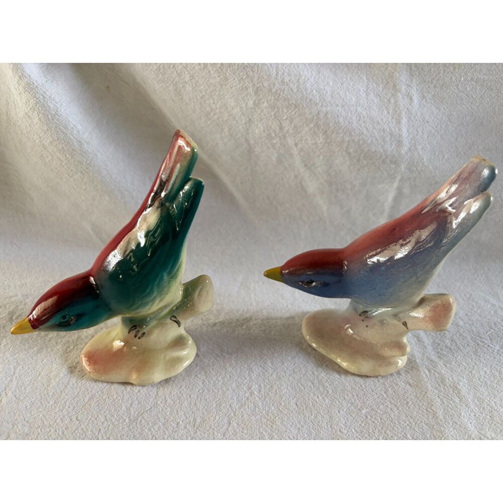 Lot of 2 Vintage Royal Copley Ceramic Bird Figurine MCM Spaulding Pottery